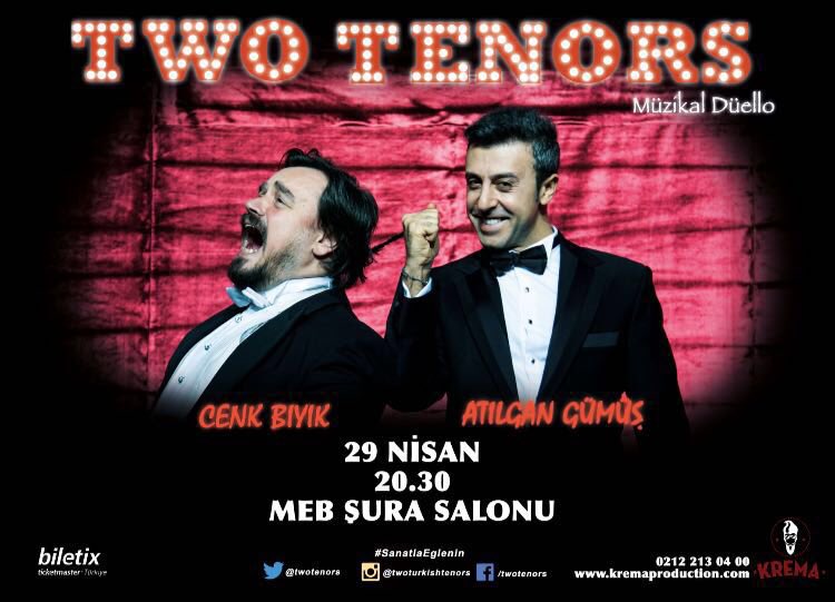 29 Nisan'da Ankara MEB Şura Salonu'ndayız, hepinizi bekliyoruz. :) #twotenors