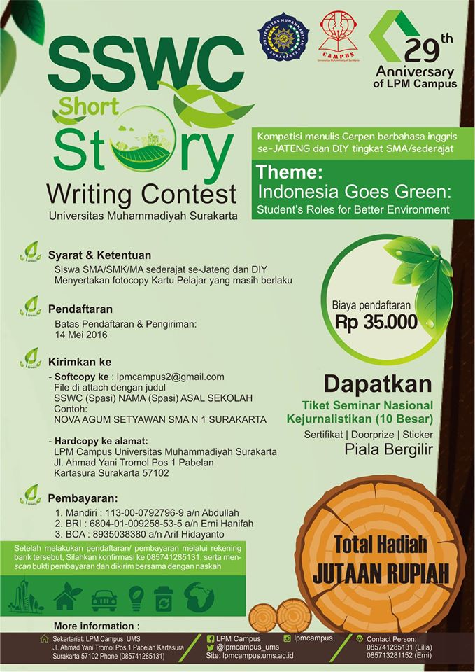 LPMCampus_UMS's tweet photo. haaaii @AboutSurakarta kami @LpmCampus_UMS sedang menyelenggaran Short story writing Contest :) https://t.co/Qyqlkc4njm