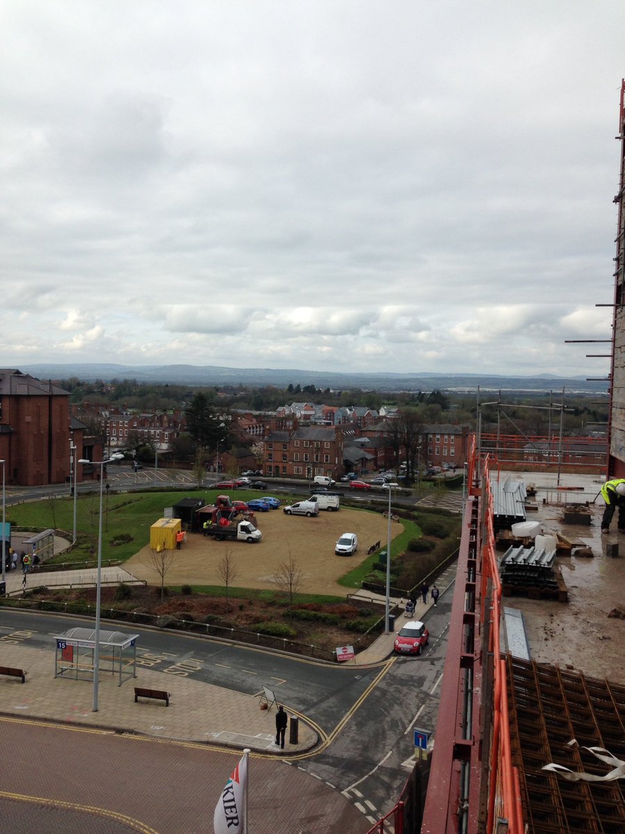 NW view from the Studio bar <a href="/StoryhouseLive/">Storyhouse</a> - the Welsh hills.
