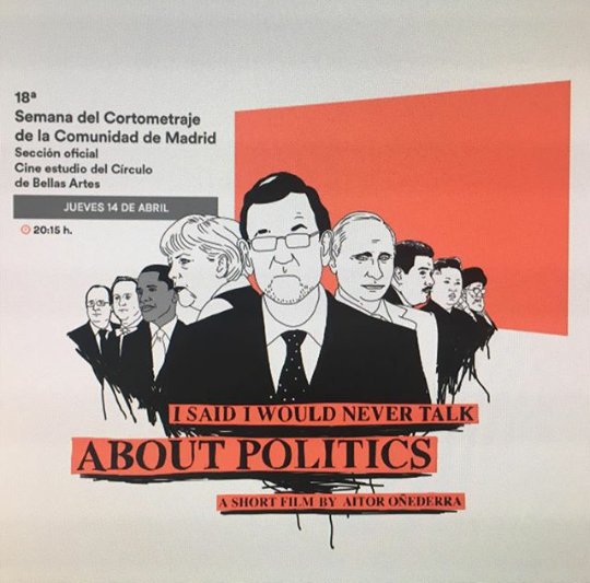 isABOUTPOLITICS's tweet photo. Jueves 14 a las 20.15 hs #Aboutpolitics se ptesentará en el @cbamadrid la Semana del Cortometraje de Madrid! https://t.co/7rGmPAMMP8
