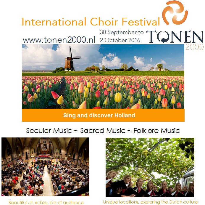 Tonen2000's tweet image. Registration is open! tonen2000.nl #ChoirFestival #tonen2000 #Singing #Choir #ChamberChoir