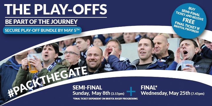 BristolBears's tweet photo. Have you got your play-off bundle yet? Buy online today and #PackTheGate. https://t.co/iVDUxtQPPF https://t.co/9M5IHgU7r3