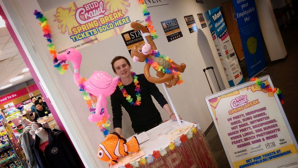 HuddersfieldSU's tweet photo. Get 'em while they're hot! #HudSpringBreak tickets are on sale ALL WEEK outside the SU shop! https://t.co/gbnuM8SNhj https://t.co/2uaw03Ze9K
