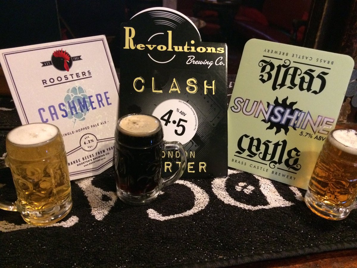 3 new ales today! Clash porter, 4.5%, Cashmere, 4.3% and Sunshine 5.7%. #ale #caskale #beeroclock #yorkpubs