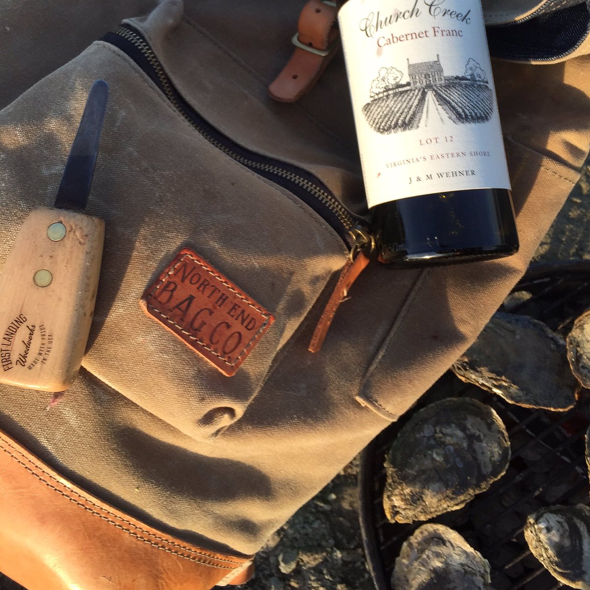 #OysterFarmTour essentials: @Northendbagco @ChathamVineyard #FirstLandingWoodworks #PleasureHouseOysters @VAWine