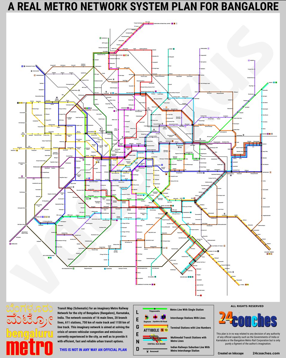 vadakkus's tweet photo. A Conceptual Dream For a Real Bangalore Metro Network! An epic network of 750 km of Metro! https://t.co/UqIhwuaQtw https://t.co/xJF2XWHIIT