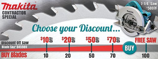 PaulBHardware's tweet photo. Choose your discount, #contractor special for @MakitaTools fans thru April #Localhardware #PowerTools https://t.co/9JuHKrJEgK