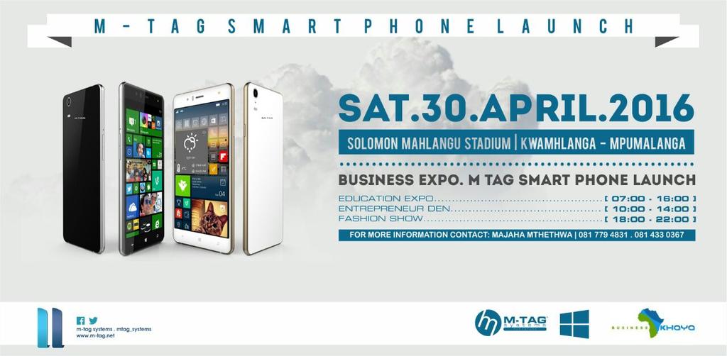 mtag_systems's tweet photo. Let your next Smartphone be a M-Tag Smartphone. See you at our launch.@mefoces_ @_mpnews @Ikwekwezi_FM @djsbu @eNCA https://t.co/3Obw9qni2Y