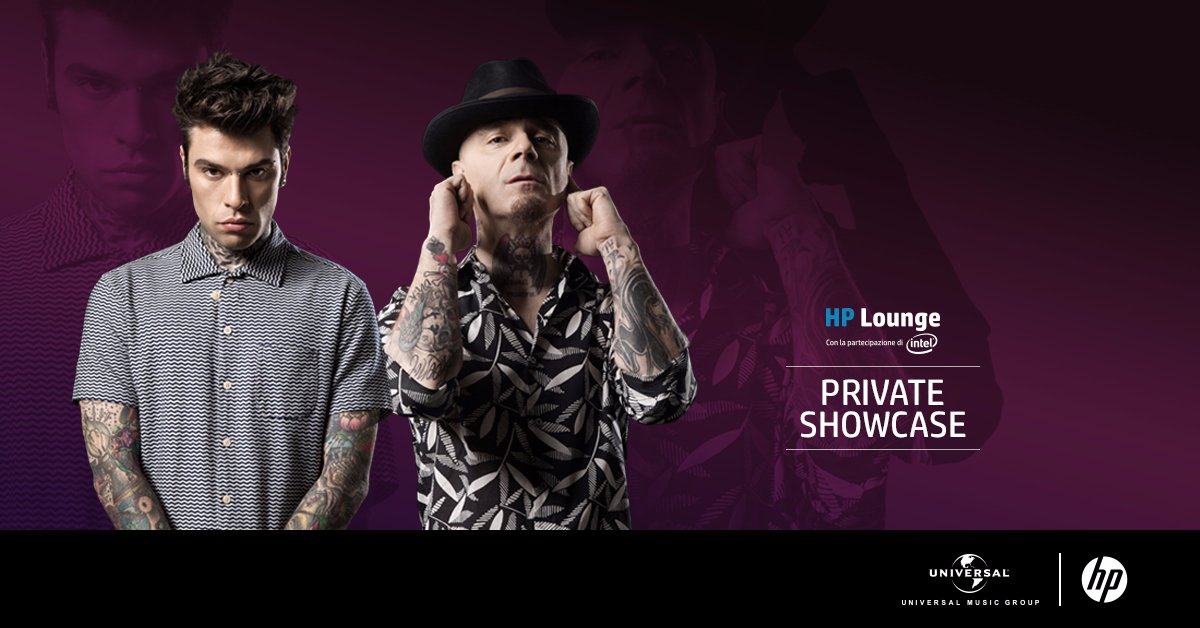 HP_Italia's tweet photo. Vivi con #HPLounge lo #showcase esclusivo di @fedez &amp; @jaxofficial @umitalia. Scopri come: https://t.co/hG52IbRtsb https://t.co/1slYXiMVwt