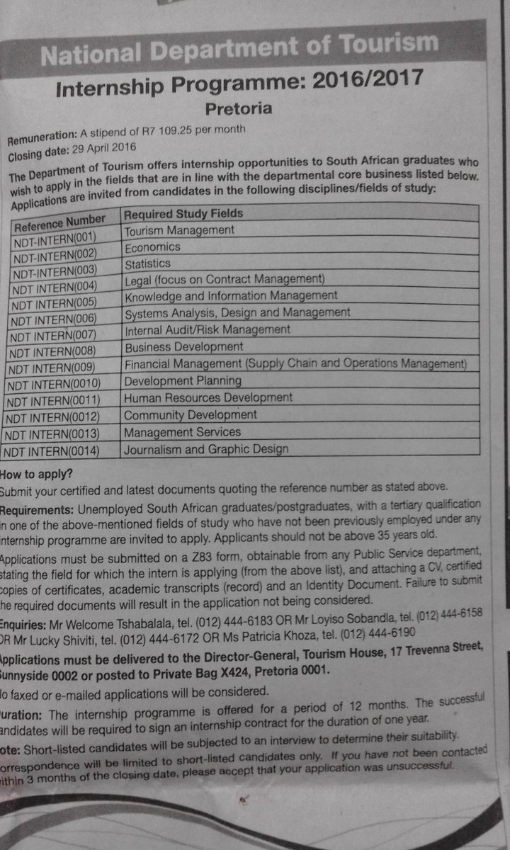 SphiweSimamane's tweet photo. #PleaseShare
Internships on the @SundayTimesZA dated #10April2016 https://t.co/xIpm7a49Wu