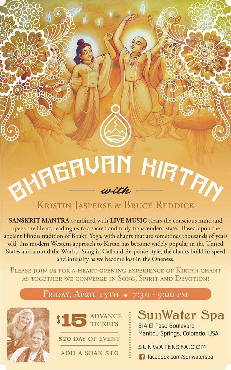 SunWaterSpa's tweet photo. Join us for this amazing event featuring #kitans #bhakti #yoga #meditation #colorado Tix: https://t.co/39bHnqxw0g https://t.co/q8VRZ3fYLl