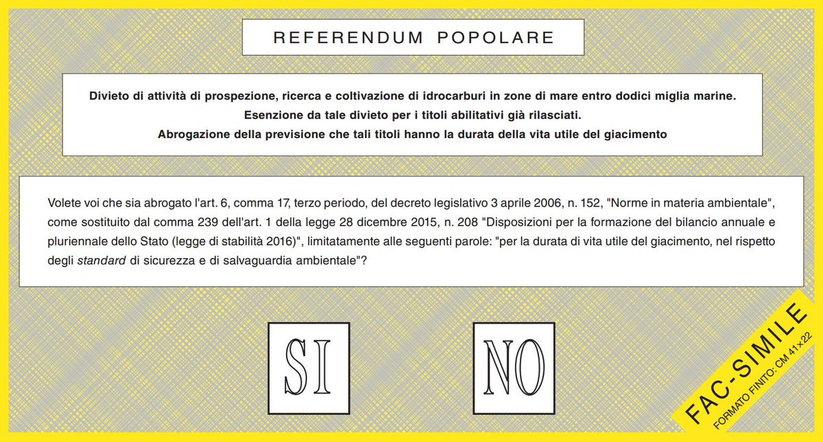 Viminale's tweet photo. #referendum17aprile #trivelle il fac-simile della scheda referendaria
https://t.co/D6AZjNBJdR https://t.co/LuTagDT0hO