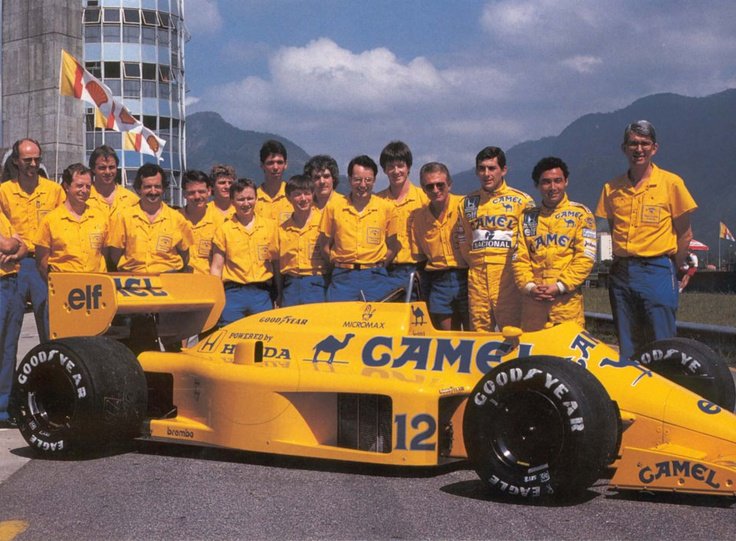 Group photo of Lotus Honda team at Jacarepagua. #OTD 1987 #BrazilGP via @hondaracingwtcr