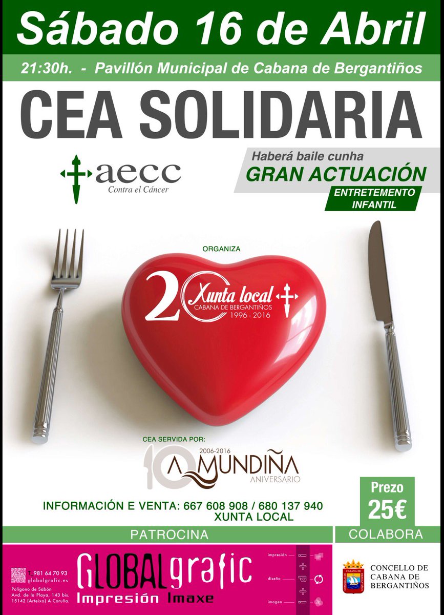 AMundina's tweet photo. Este sábado #ceasolidaria en @ConcelloCabana #rsc #amundiña @aecc_es #solidaridad https://t.co/bK0wYQPmrH