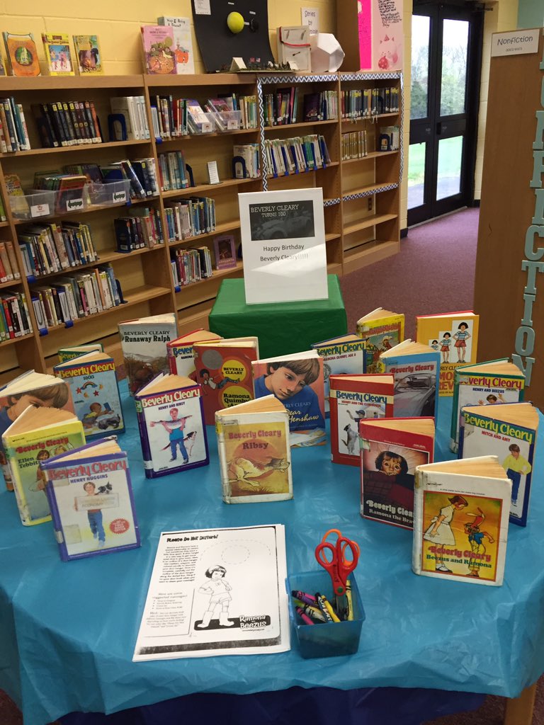 KittrellLibrary's tweet photo. Happy 100th birthday Beverly Cleary! Come check out a book today! @KittrellLibrary @KittrellSchool https://t.co/wXbrqeKhMk