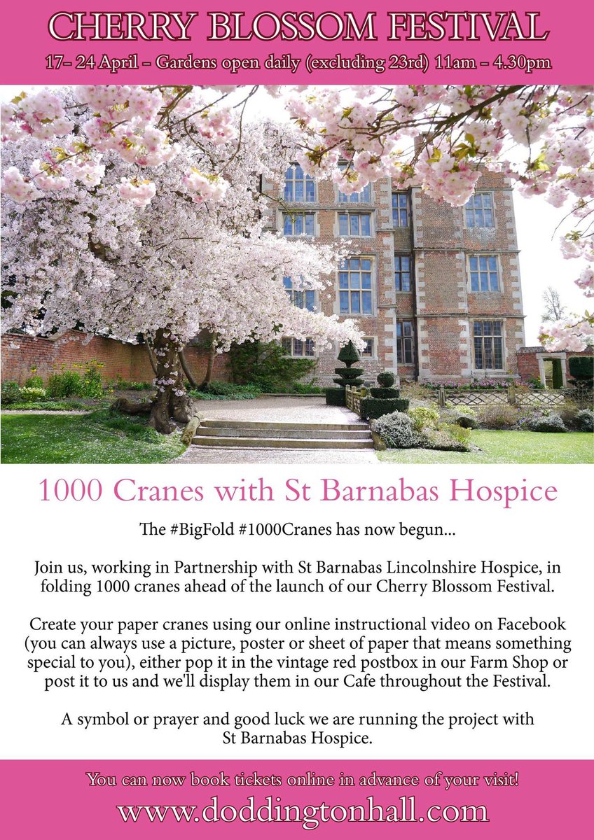 DoddingtonHall's tweet photo. #CherryBlossomFestival @DoddingtonHall - #BigFold #1000Cranes
#LincsConnect @StBarnabasLinc https://t.co/wWV83nQa1J