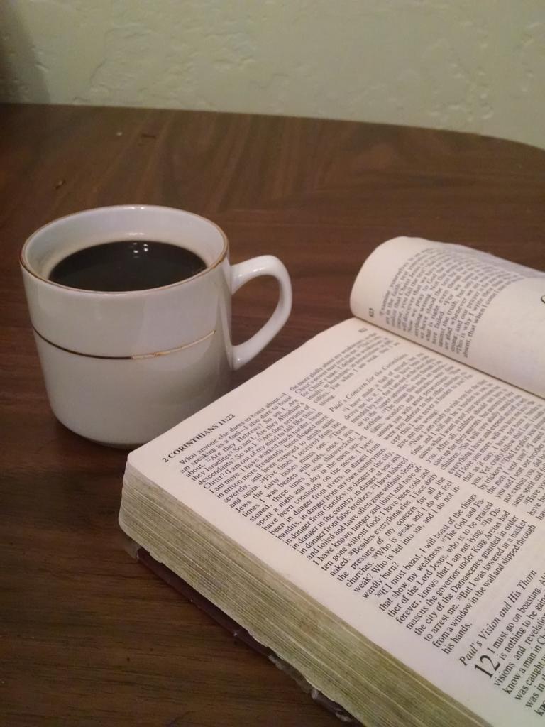 RoyJr4753's tweet photo. Favorite way to start the day. Coffee and scripture. #Bible #coffee #coffeeandscripture https://t.co/WkkjxCnUts