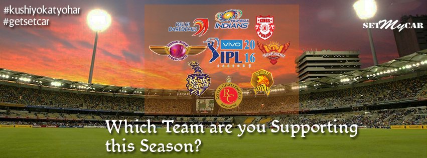 setmycar's tweet photo. Its that time of the year again!
#IPL2016 Which team is your favorite one ? 
#GetSetCar #IPL9 #IPLT20 https://t.co/orHUDQsidU