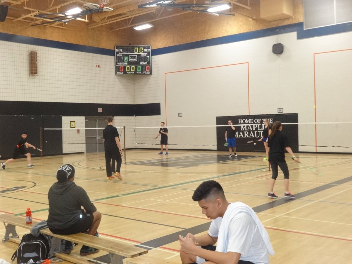 rwbergman's tweet photo. RCI Varsity Badminton tournament in Maples. Mixed team win consolation final @RivertonCI @evergreen_sd https://t.co/WvBVLxLQ5D