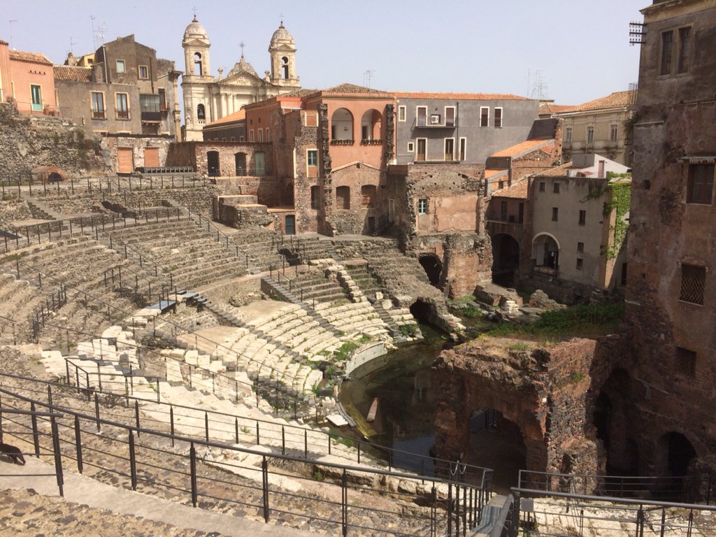 CristianBonetto's tweet photo. Layers of history (literally) at Teatro Romano #Catania. @lonelyplanet #LPinItaly #Sicily #ancient #ruins https://t.co/spy3ewxl3O