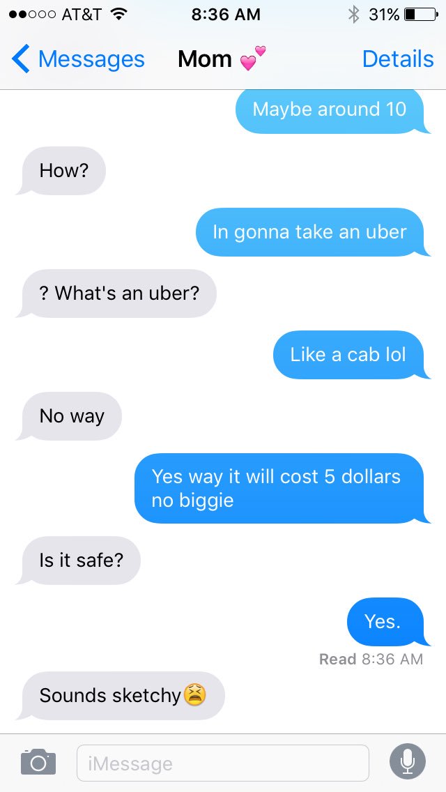 Candace_Graves's tweet photo. When moms learn about uber https://t.co/3UyEnq0pUI