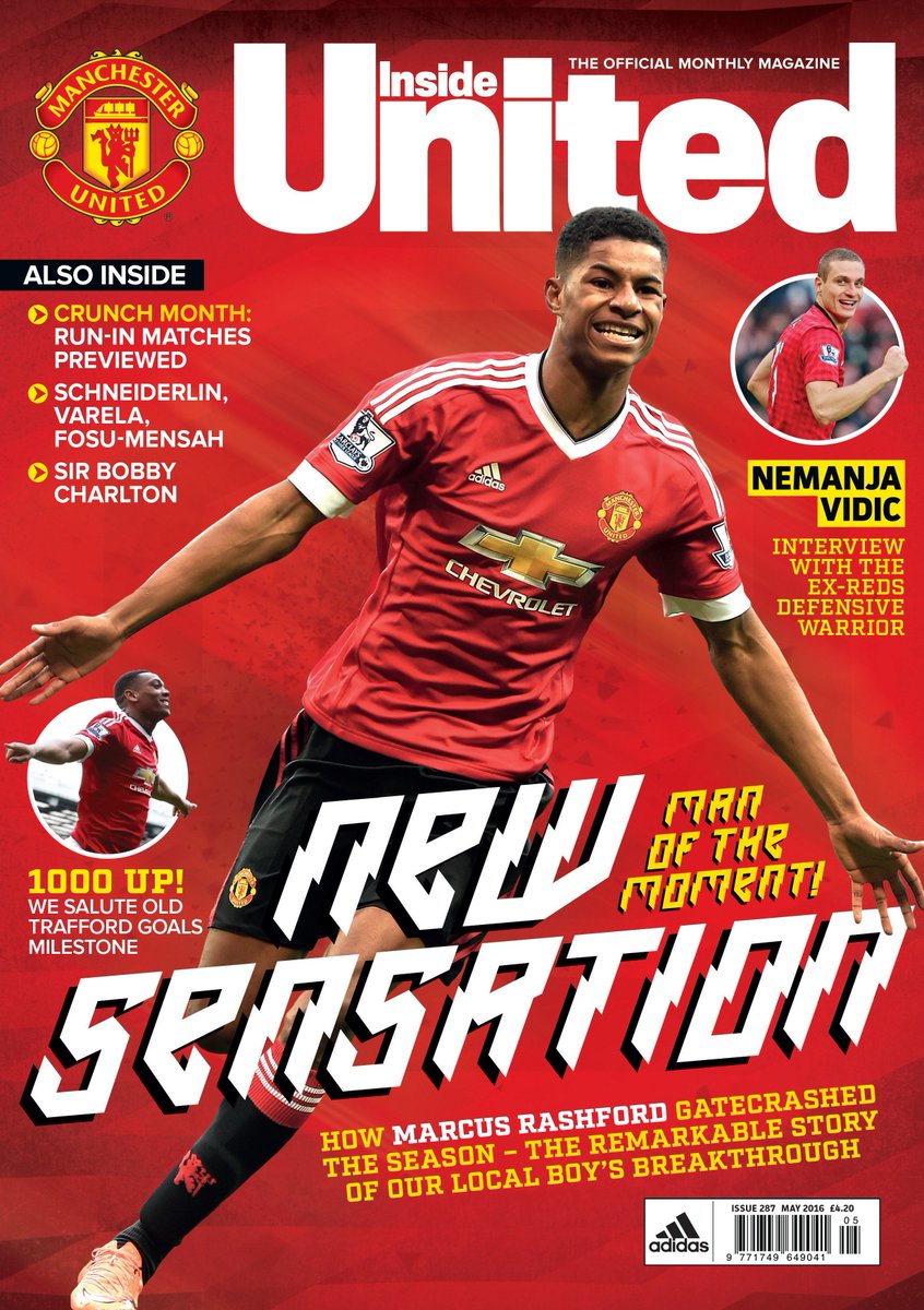 ManUtd's tweet photo. The new issue of #InsideUnited is out now, featuring cover star Marcus Rashford! More: https://t.co/A8sCxcVuTS #mufc https://t.co/A8AYf9vVA7