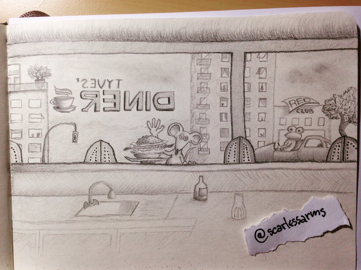 tyvesoben's tweet photo. #drawing #pencil #graphite #moleskine #signaturemouse #cityscape #frog #animal #diner #nature #burger #restaurant https://t.co/UYaqcRbNu6