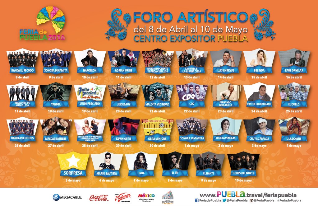 Puebla, nos vemos éste 22/04 en el Foro Artístico de @FeriaPuebla. #ThePartyTour