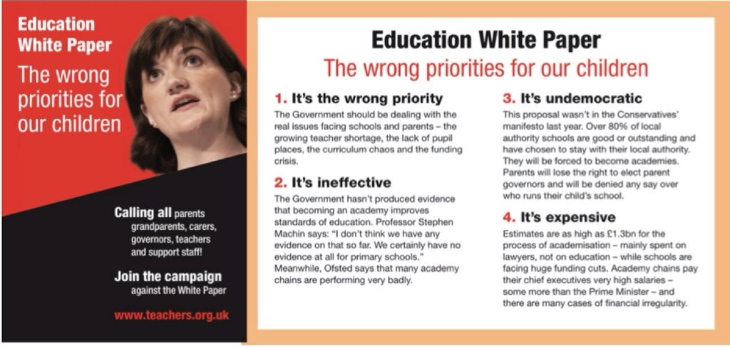 Calling parents/carers/young people/everyone! Join our campaign against forced academies teachers.org.uk/campaigns/whit…