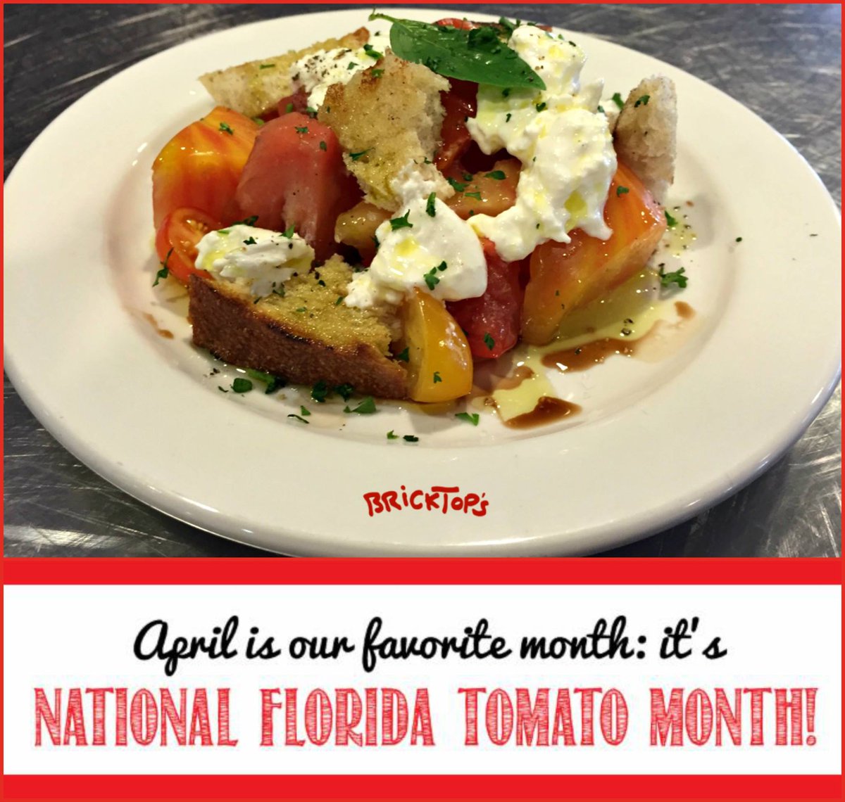BrickTopsGables's tweet photo. #HeirloomTomatoSalad - local #burrata cheese &amp; locally grown heirloom tomatoes. 🍅 #BrickTopsCoralGables https://t.co/OGXzC7gPUk