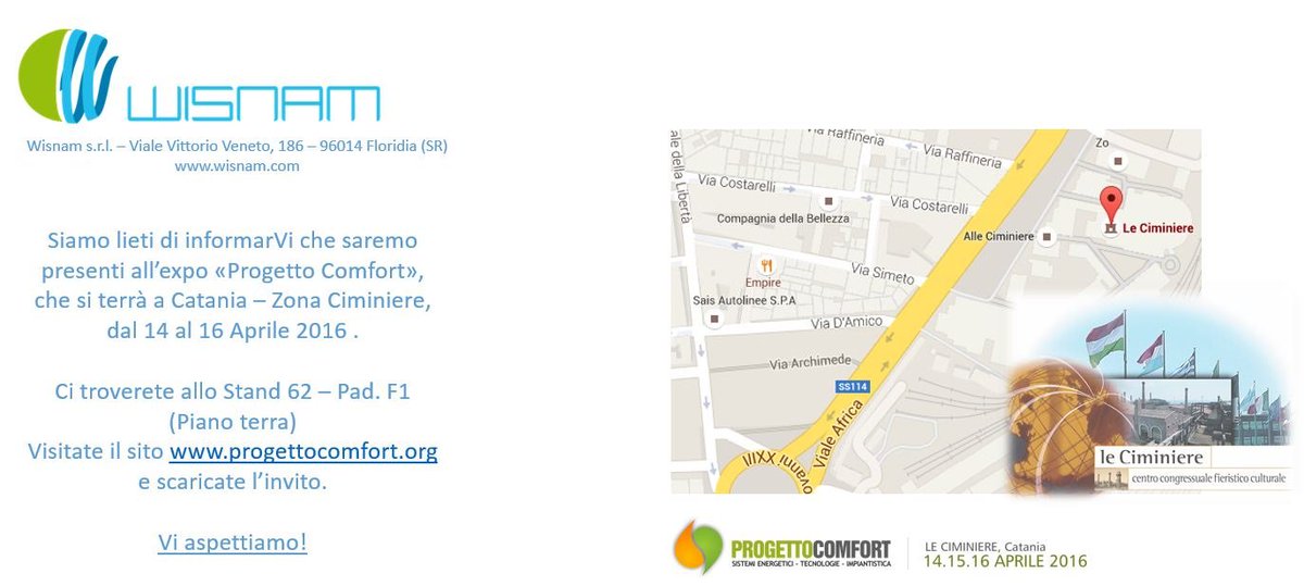 distefano_laura's tweet photo. @WISNAMsrl Dal 14 al 16 Aprile alle Ciminiere per #progettocomfort https://t.co/1flN1ZQKLT