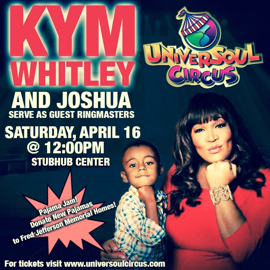 kymwhitley's tweet photo. Join me and the little man @JoshuaWhitley11 on April 16th! @UniverSoulCirc https://t.co/oAhH9mVl3W