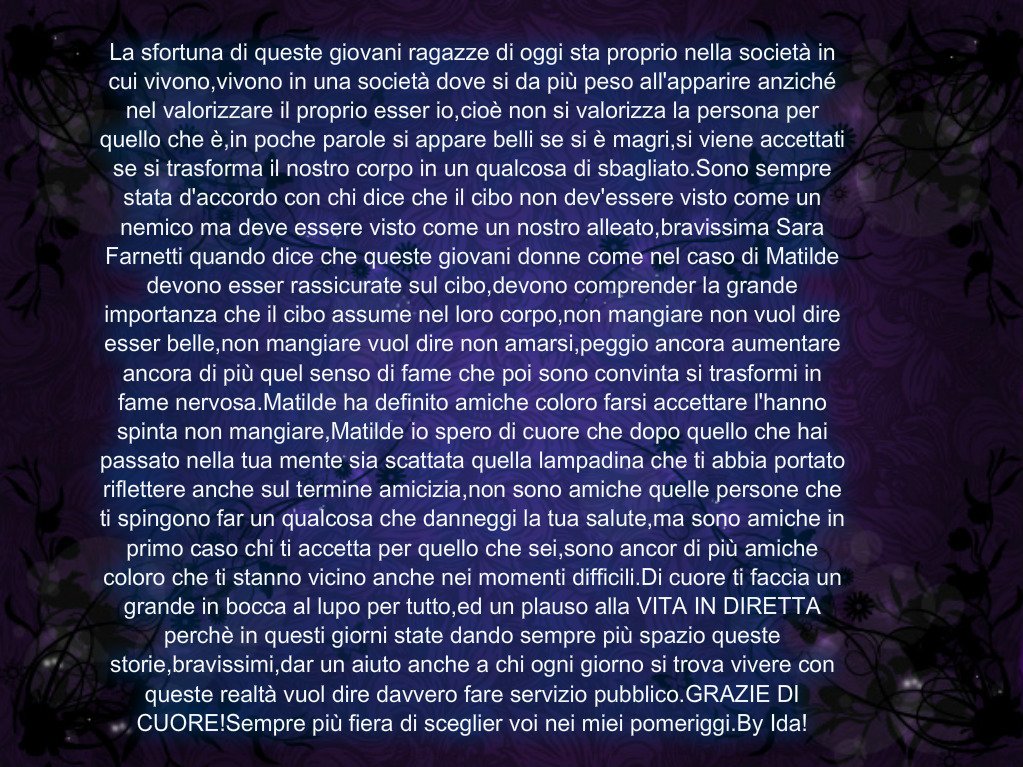 Panariellina86 Quella de I LUNATICI (@panariellinaida) on Twitter photo <a href="/vitaindiretta/">La Vita in diretta</a> <a href="/SaraFarnetti/">Sara Farnetti</a> "Il ciboNonComeNostroNemico ma un nostro alleato"LaNostraSocietàBasataApparireNonAiuta! <a href="/vitaindiretta/">La Vita in diretta</a> <a href="/SaraFarnetti/">Sara Farnetti</a> "Il ciboNonComeNostroNemico ma un nostro alleato"LaNostraSocietàBasataApparireNonAiuta!