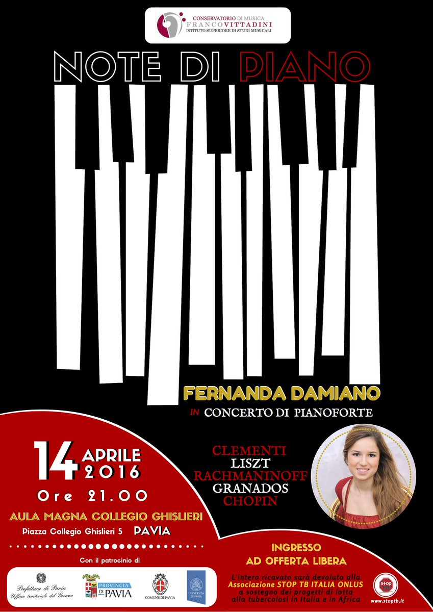 StopTbItalia's tweet photo. 14 Aprile h.21 musica e #beneficenza al Collegio Ghislieri di #Pavia @Ghislierimusica @comunepavia @provinciapavese https://t.co/eiP6mCTEdK