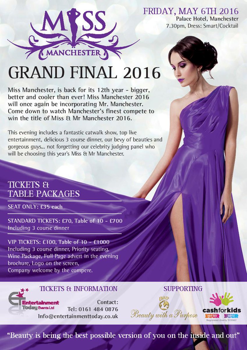 MrMcrOfficial's tweet photo. Miss&amp;Mr Mcr 2016 Final 6 May-THE BEST entertainment. Got your ticket? @cfkKey103 @KEY103 @EntertainToday @ChezzaBiz https://t.co/4d2VHBgxaP