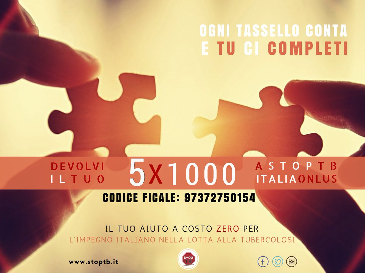 StopTbItalia's tweet photo. #5x1000 a @StopTbItalia Il sostegno a costo zero alla lotta alla #tubercolosi https://t.co/dwDyoE7DXU