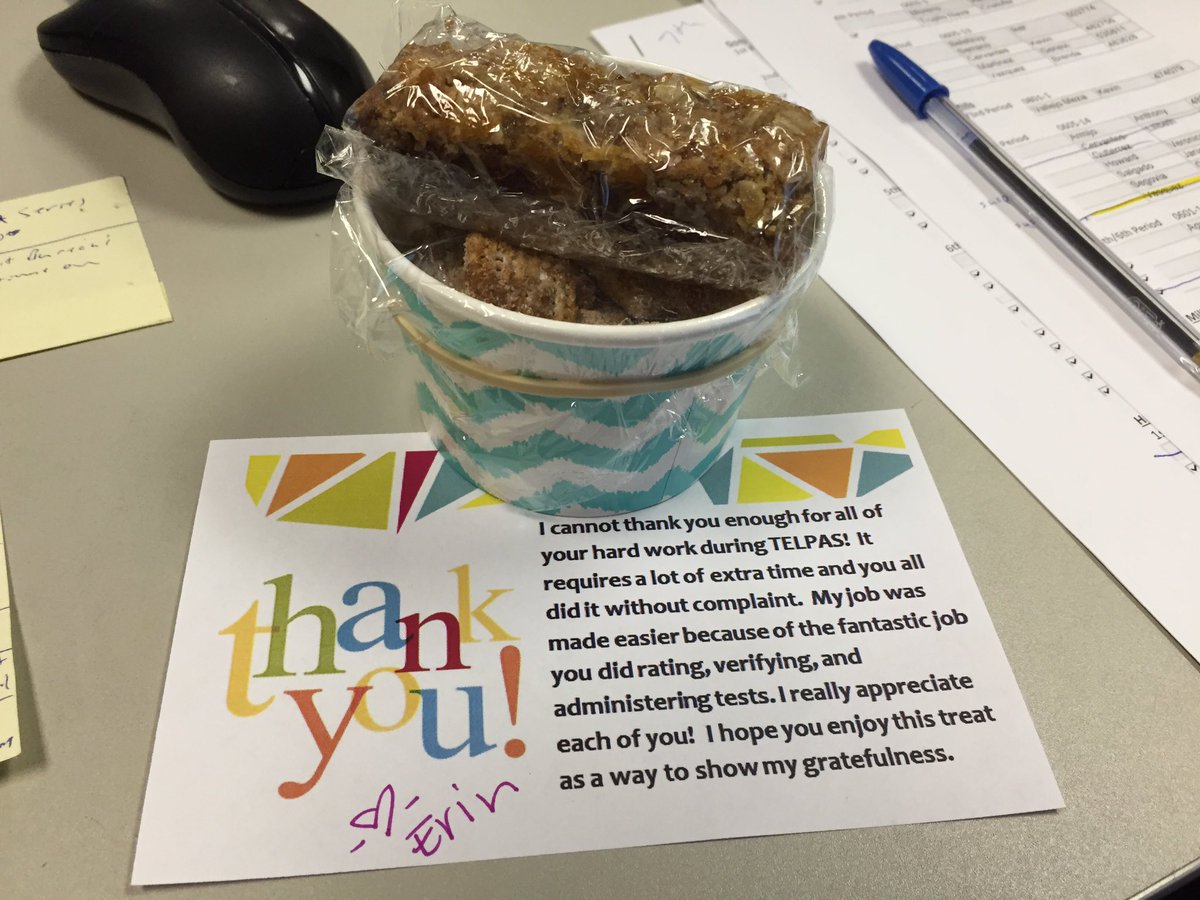 SlackTim's tweet image. Ms. Felker brought me these goodies as appreciation for help with TELPAS! #LoveMySchoolDay #perryeagles
