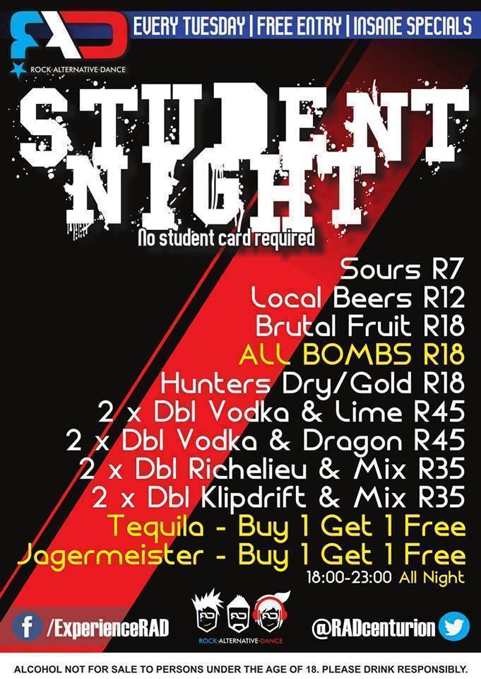 Tonight is STUDENT NIGHT! Don't miss out on these specials...
