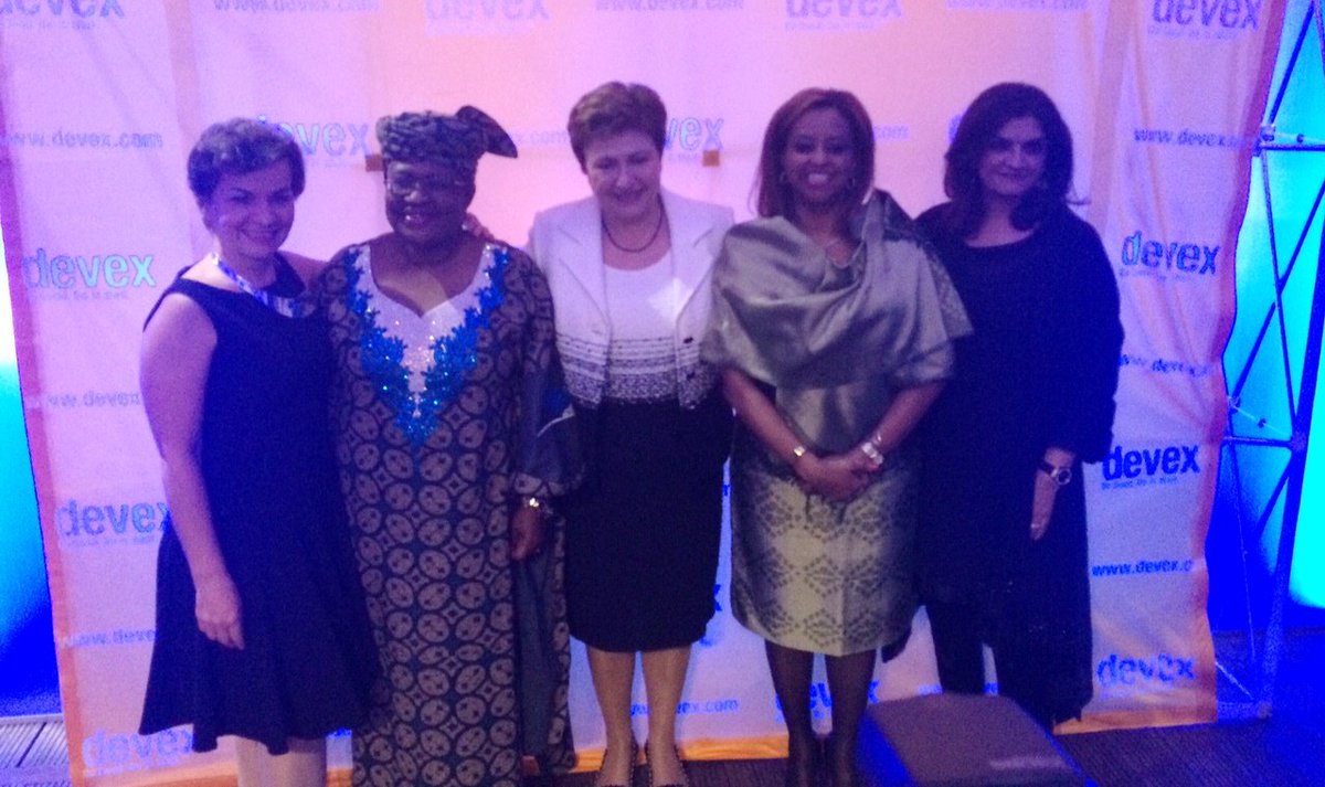 With my fellow #powerwithpurpose honourees. Old friends and new ones! @NOIweala @CFigueres @eleniLLC @AmanFoundation