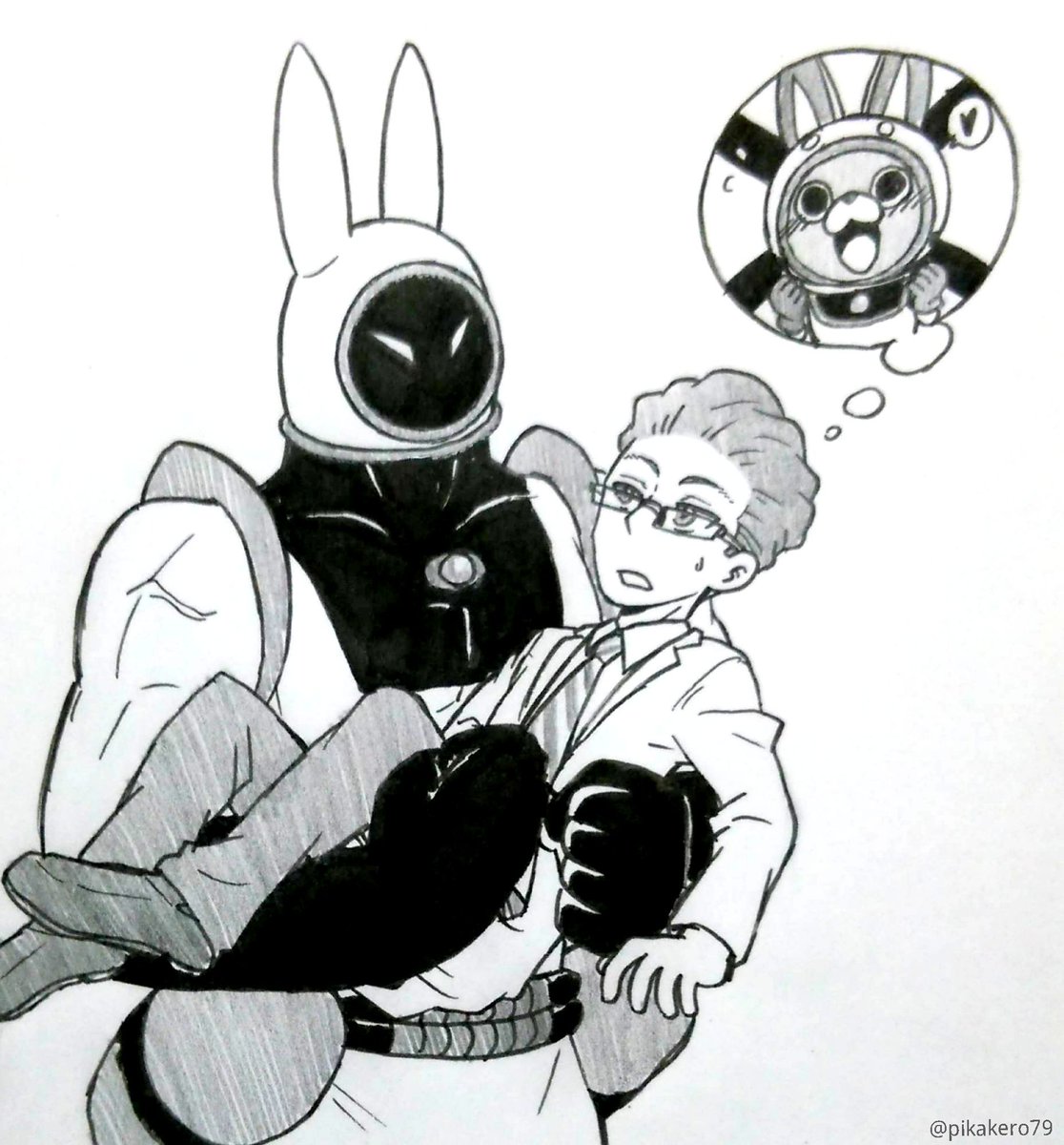 友魔 On Twitter リクエスト3 ヒューリー博士をお姫様抱っこするキャプテンサンダー マッチョ描けねぇ Https T Co Hatpprlv16