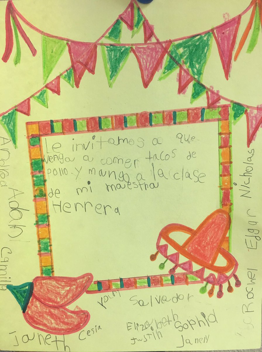 SeligEmma's tweet photo. Shared writing in PK! Getting ready for Taco cook off. Who wants tacos?  @gcisdpk @gcisd #WOYC16 #preksparkles https://t.co/E40y1UxApY