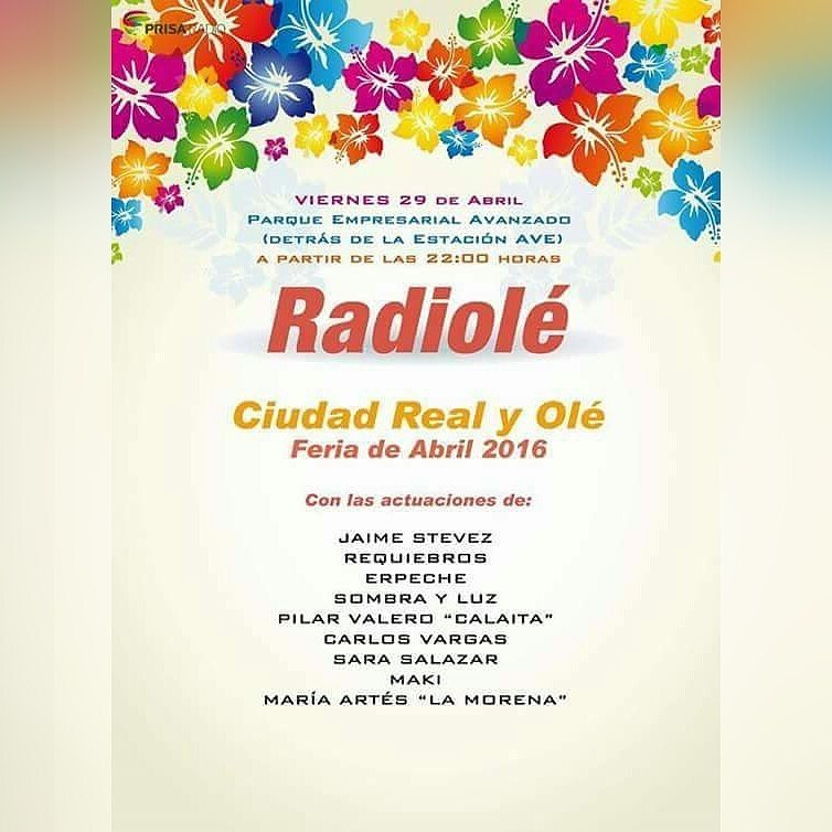 29 Abril <a href="/JaimeStevez1/">Jaime Stevez</a> en Parque Empresarial Avanzado de C. Real con <a href="/Radiole_oficial/">Radiolé</a> Recomienda <a href="/ElFiesta_es/">ElFiesta.es</a>