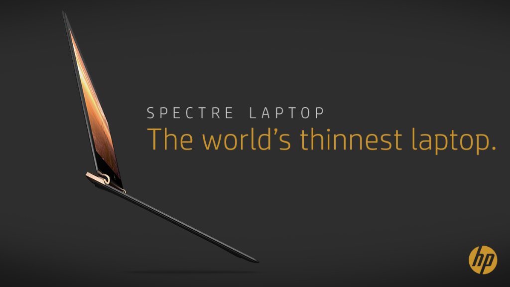 HP's tweet photo. At just 10.4mm thin, the all-new Spectre Laptop is simply stunning. #ReinventObsession https://t.co/UHt7g2TVvH https://t.co/ggKENf0NSC