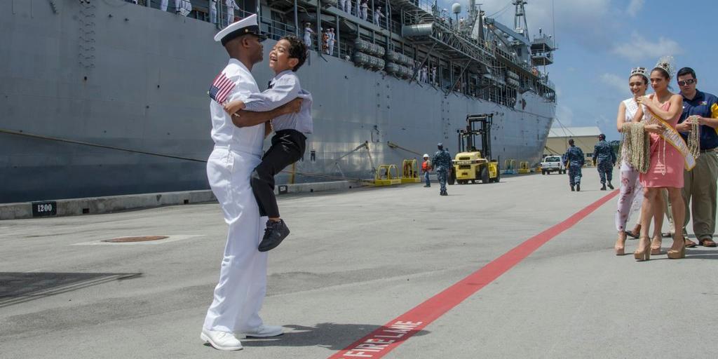 MT @US7thFleet: We aren't the only ones happy to see #USSEmorySLand arrive to her new homeport in #Guam!