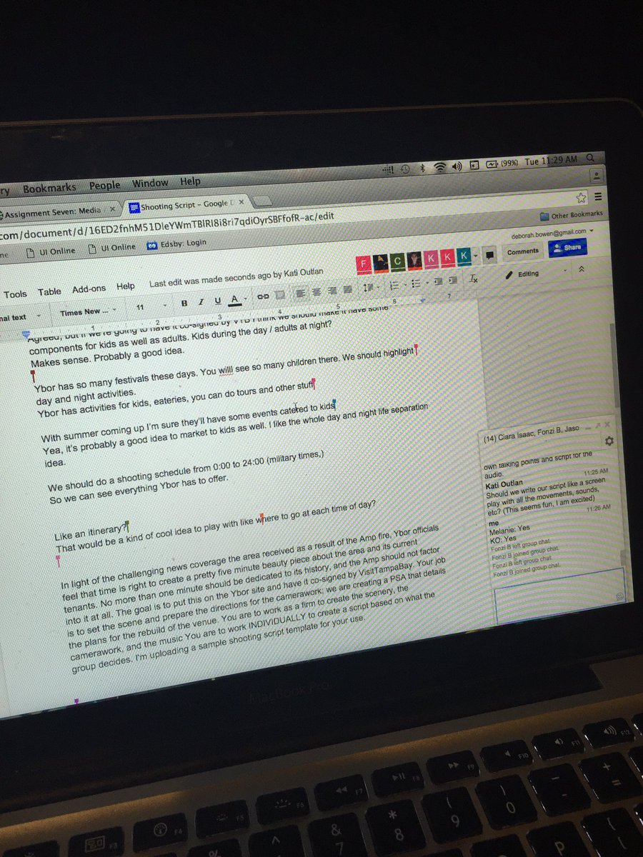 DisneyDeborah's tweet image. When your Writing for PR students are just nailing it. #ShootingScript #Collaboration