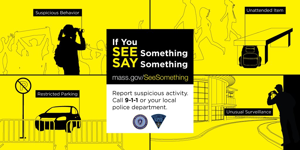 MassEMA's tweet photo. “If You See Something, Say Something” Call 911 to report suspicious activity https://t.co/mPP4QJqAYH #BostonMarathon https://t.co/xBWqCbDt7I