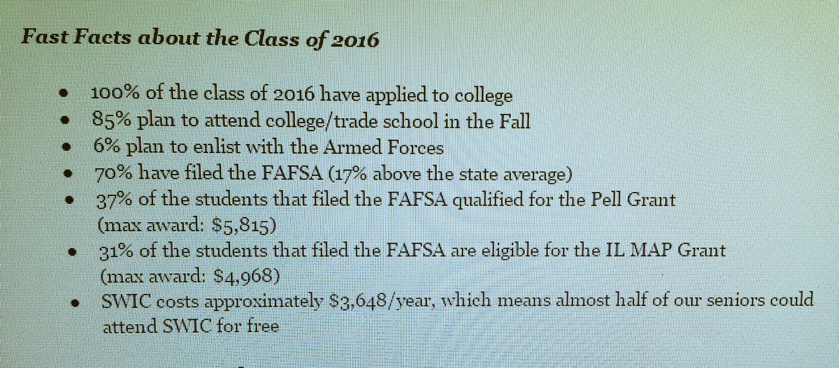 FSabens's tweet photo. Loving these fast facts about the class of 2016 #ParentLetter #scchat #ReachHigher #bettermakeroom https://t.co/D76WaIcM6o