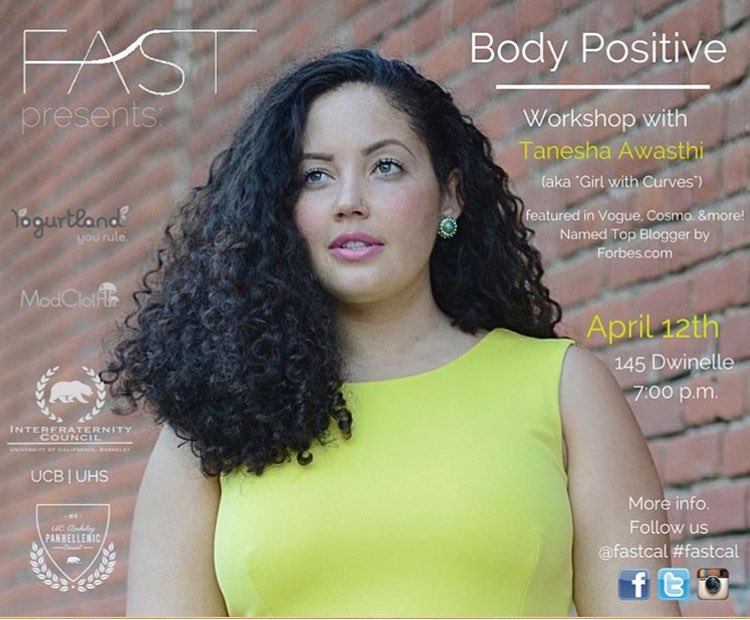 GirlWithCurves's tweet photo. Talking Body Positivity at my alma mater @UCBerkeley tonight, hope to see you there! #workshop #CAL #UCB #FastCAL https://t.co/TCNOK6Arkx