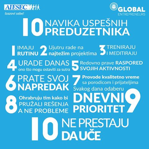 10 navika koje poseduje svaki uspešan preduzetnik! #AIESECSERBIA #preduzetništvo