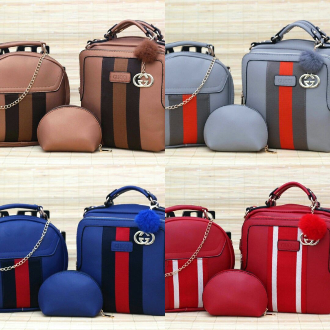 SuplierT's tweet photo. 300.000 Gucci Ayu Ting Ting Set 3 in 1(G01) Ukr B 19x11x25 &amp; K 18x5x24 Bahan Kulit &amp; Canvas Kualitas Semprem 2kg https://t.co/Nfy3h5jt1i
